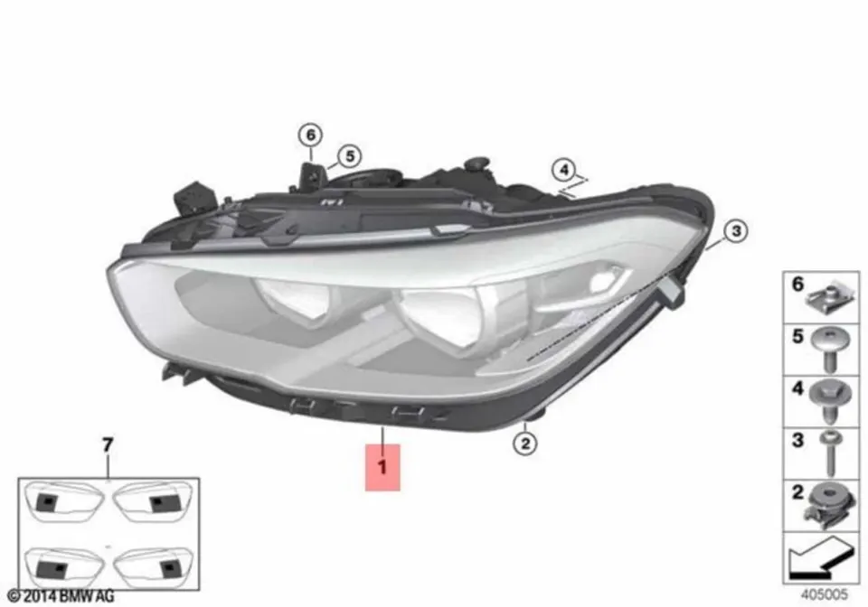 چراغ جلو LED اصلی بی ام و F20 سمت راست — نمای دیگر